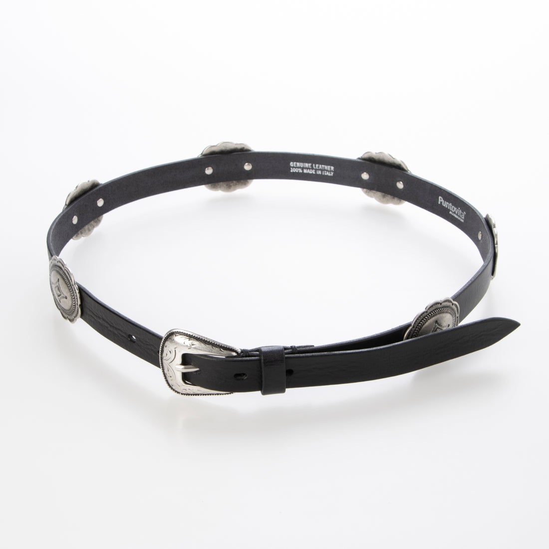 プントヴィータ Puntovita コンチョ細ベルト （NERO） - ファッション