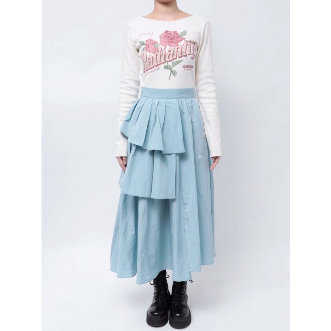 ジュエティ jouetie アシメラインフリルスカート （ブルー） -靴