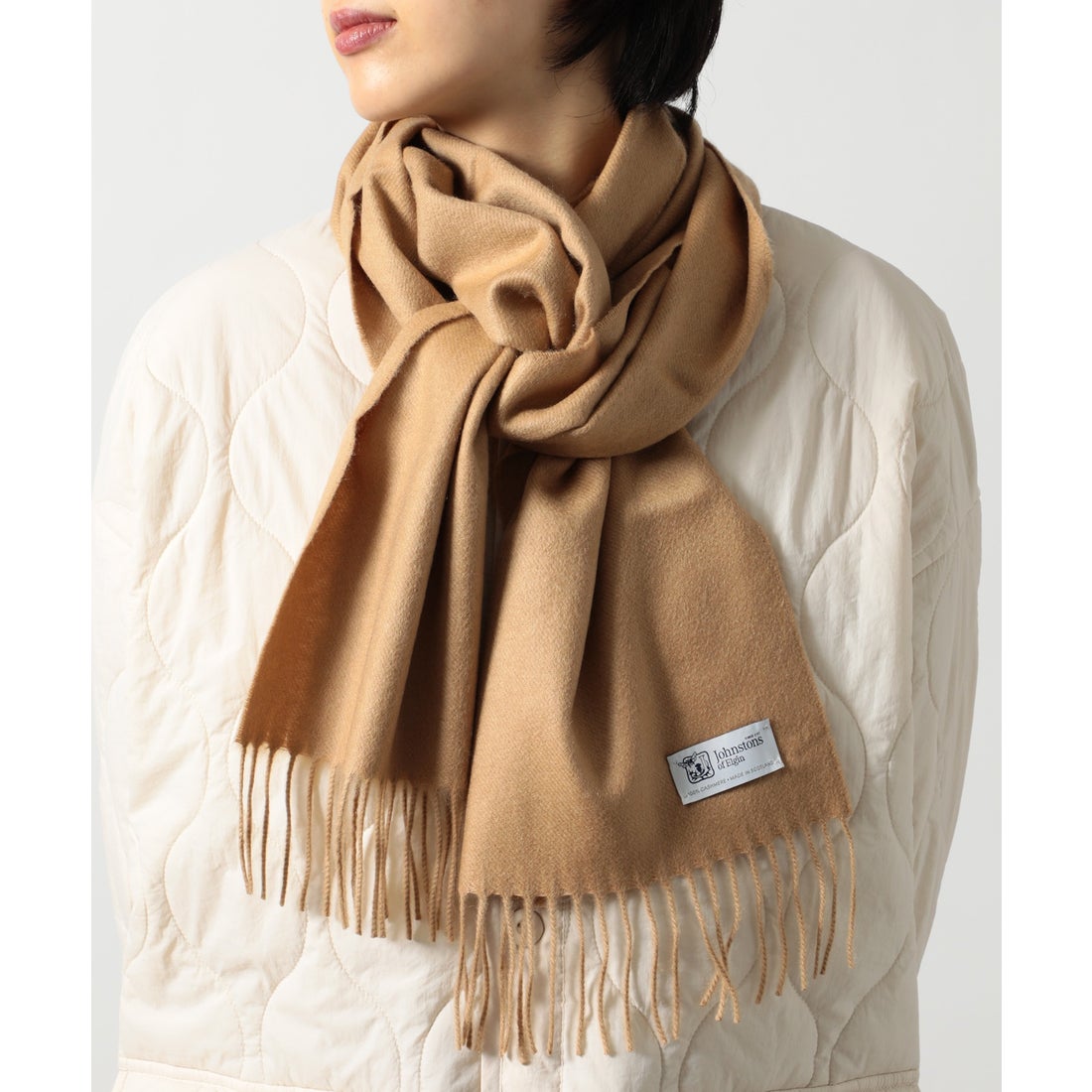 Johnstons of Elgin カシミヤマフラー ブラウン