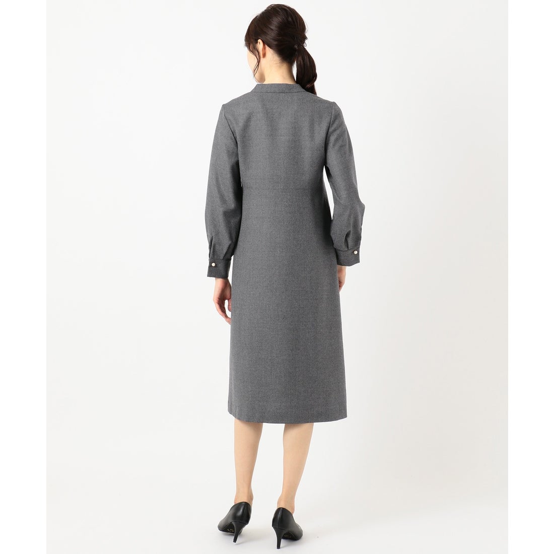 自由区 【Class Lounge】WOOL GEORGETTE ワンピース （グレー系） -靴