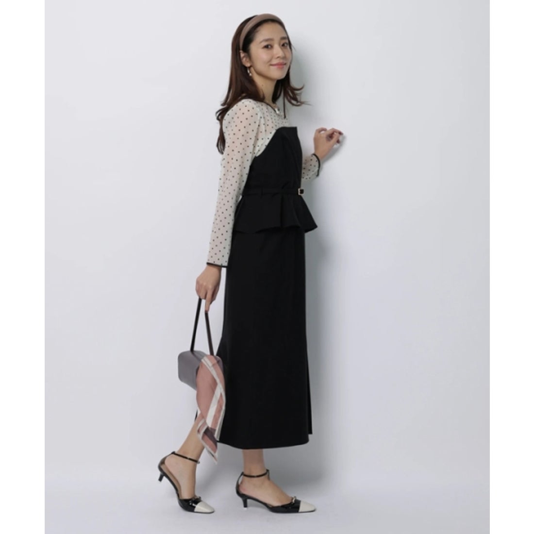 ジャスグリッティー JUSGLITTY ペプラムワンピース （特殊黒