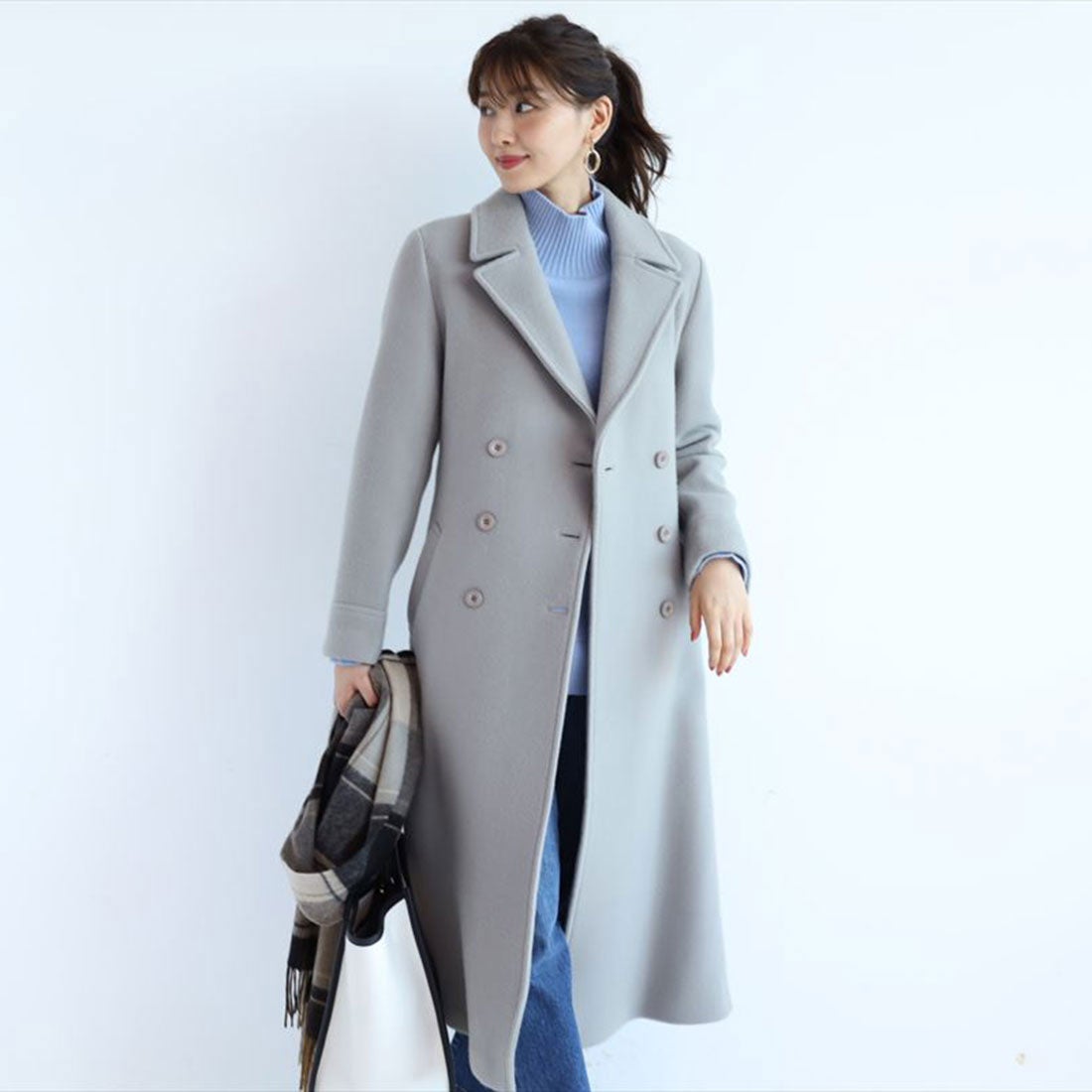 JUSGLITTY ダブルボタンバックボリュームコート （モカ