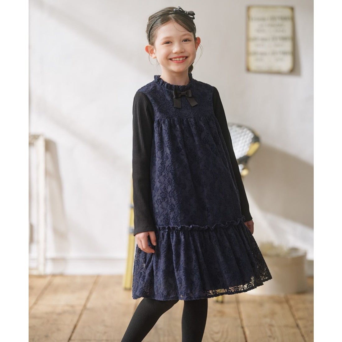 クミキョク キッズ 組曲 KIDS 【110－140cm】スノウレースワンピース