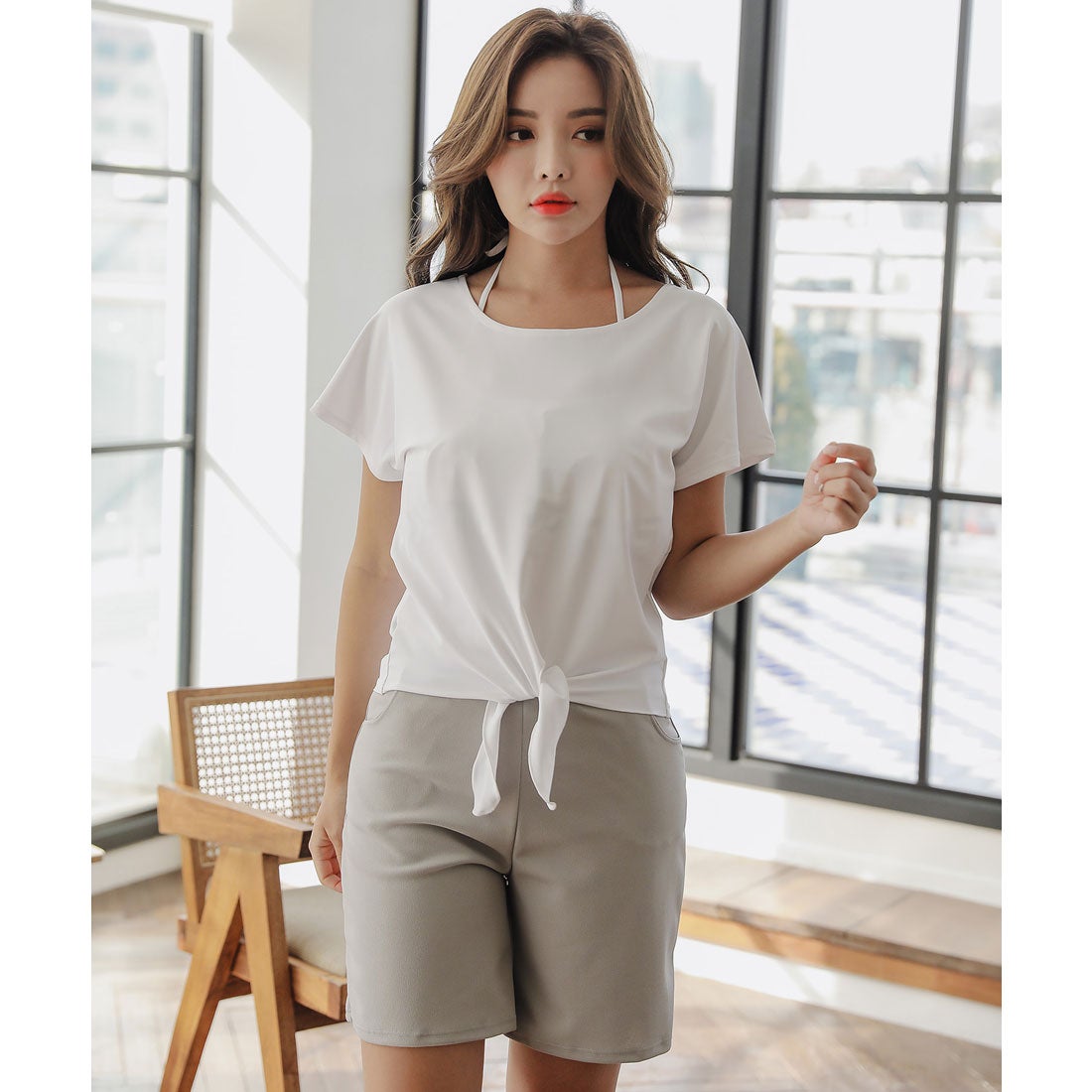 レースレディース Lace Ladies ラッシュガード付 フレアホルタービキニ