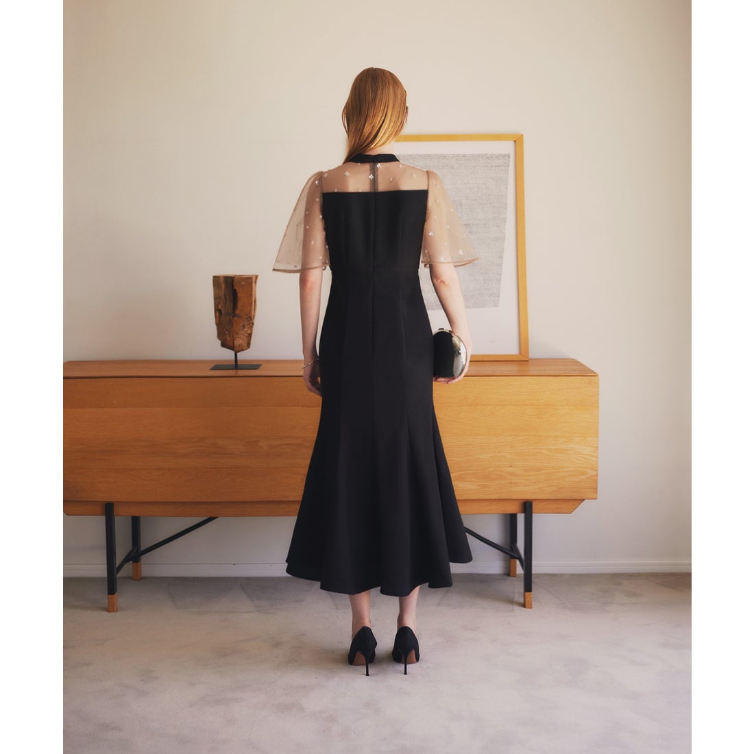 レジャ Leja 花柄ストーンスパンコールチュールオーバーラップ