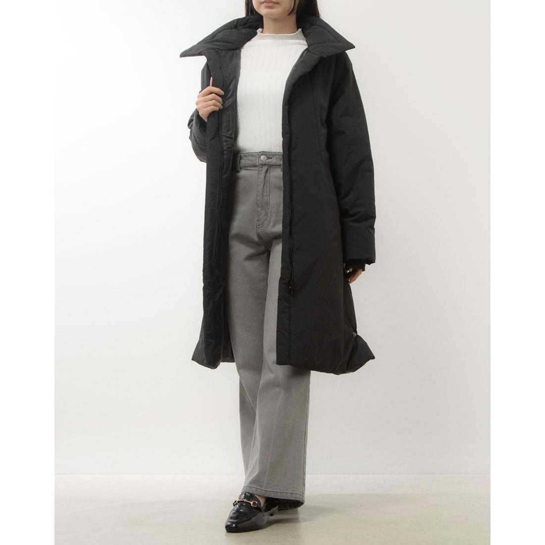 ラブソル la boussole ハイネック中綿ロングコート （ブラック