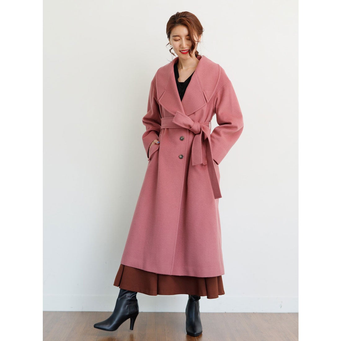 レディメイド LADYMADE BIGラウンドカラーウールガウンコート （ピンク