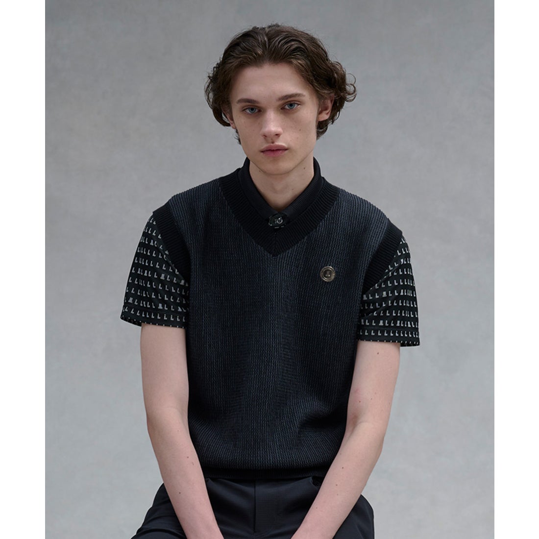 ランバン スポール LANVIN SPORT シャンブレーニットベスト -デサント