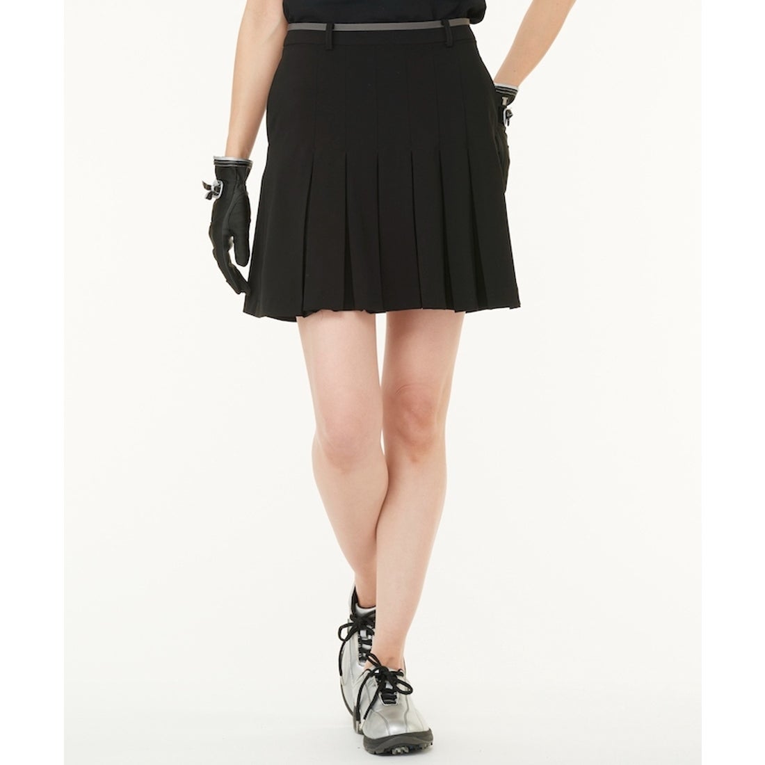 ランバンスポール ゴルフ フロントプリーツスカート 黒 LANVIN SPORT