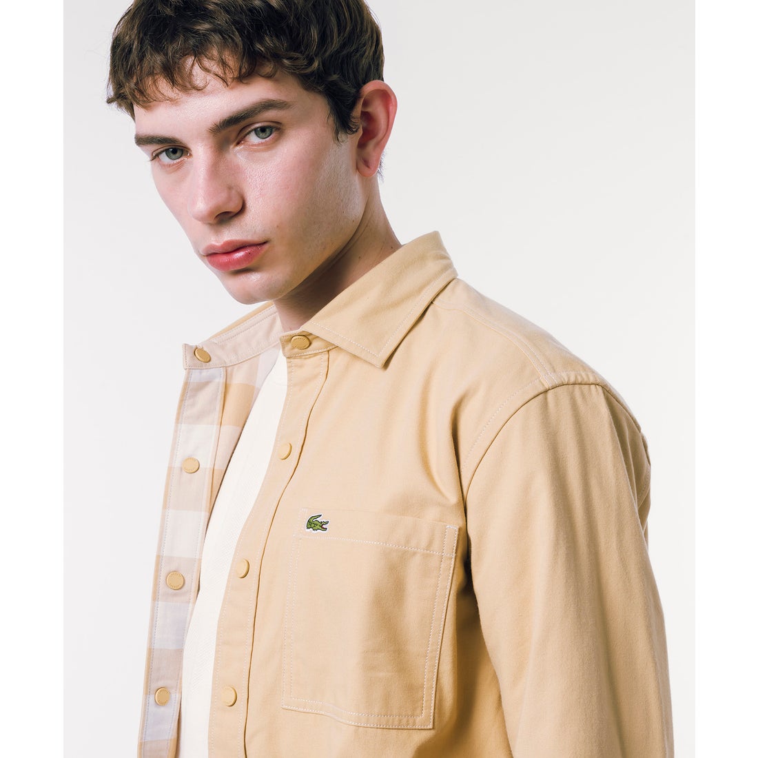 ラコステ LACOSTE リバーシブルスナップボタンシャツ （ベージュ