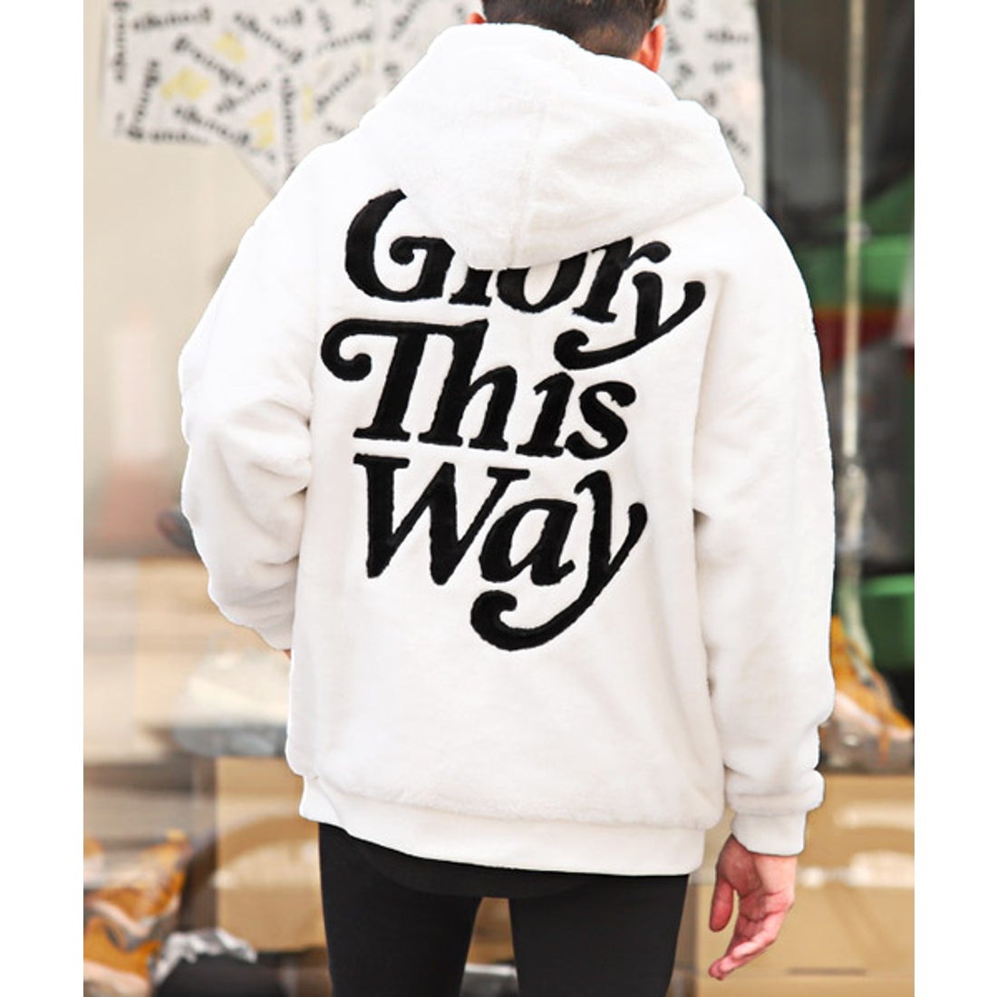 ラグスタイル LUXSTYLE フェイクファーバックロゴZIPジャケット/ファー