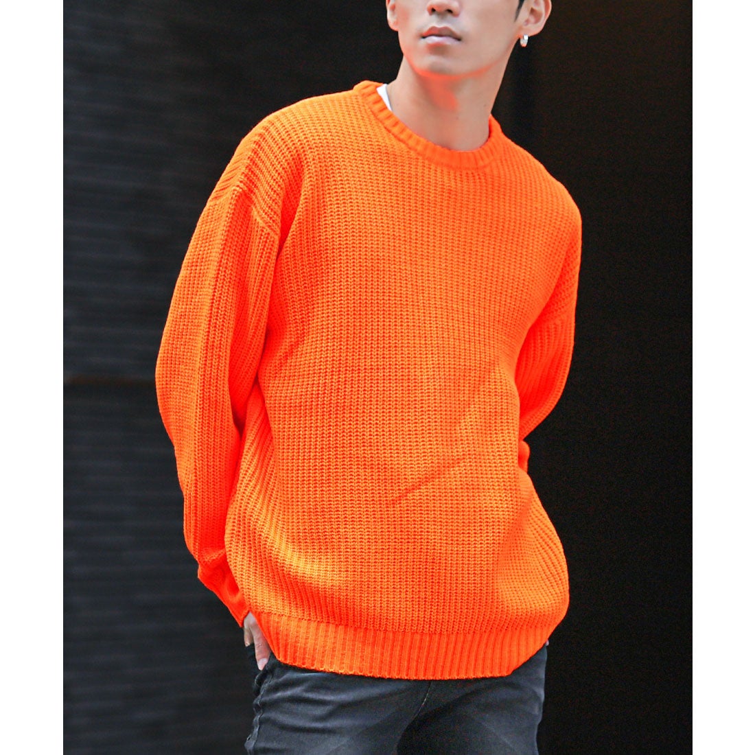 ラグスタイル LUXSTYLE 畦編みクルーネックニット/ニットソー クルー