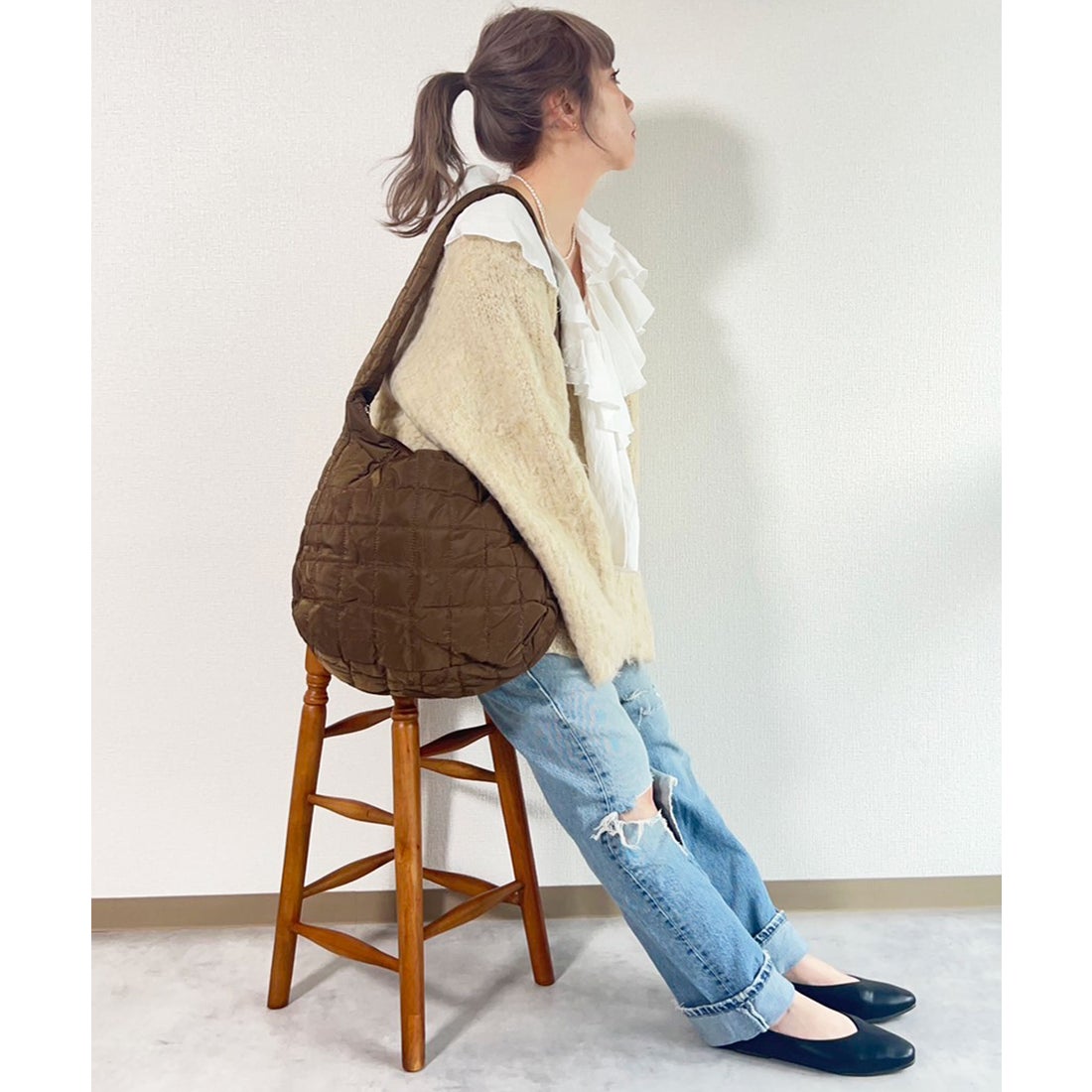 ラスドット lus. キルティングショルダーバッグ （ブラウン） -靴