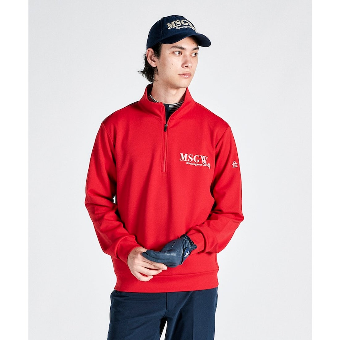 MUNSINGWEAR 表はっ水、裏吸汗カットソーハーフジッププルオーバー