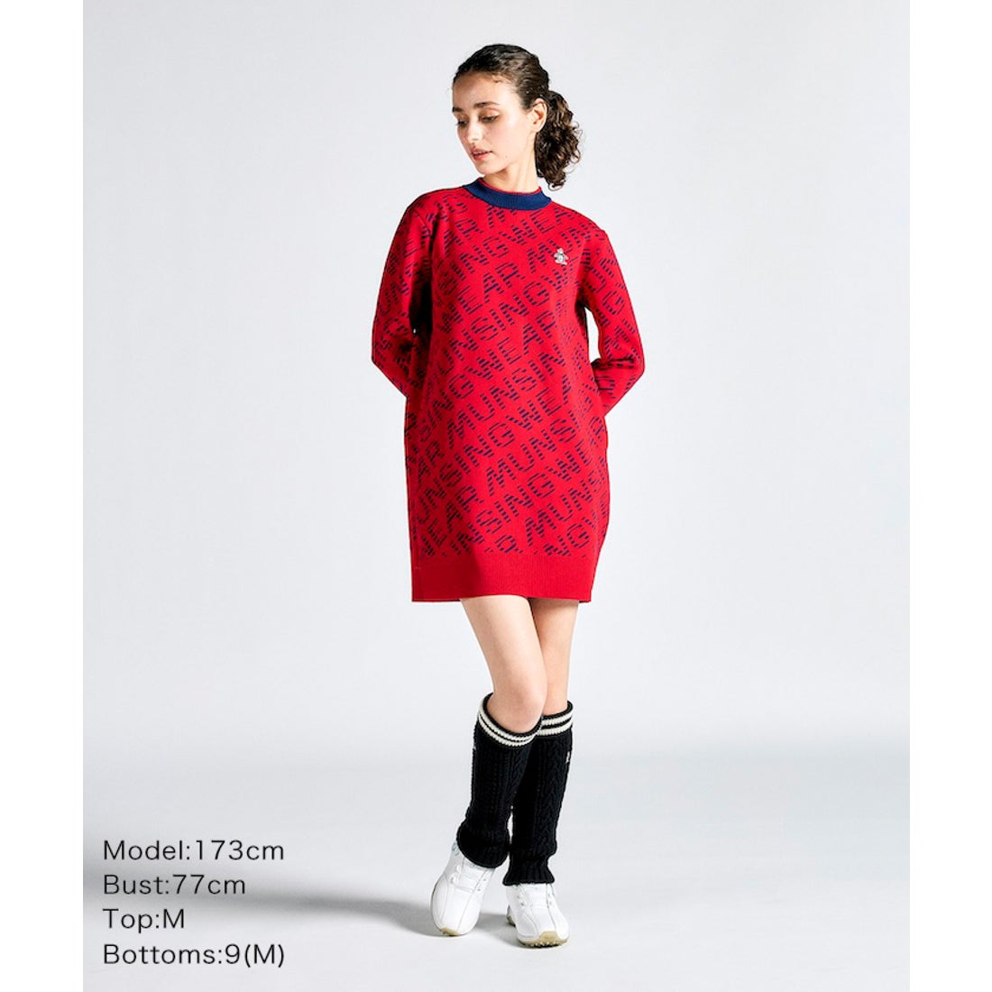 MUNSINGWEAR 【ENVOY】ロゴジャカード ニットワンピース -デサント