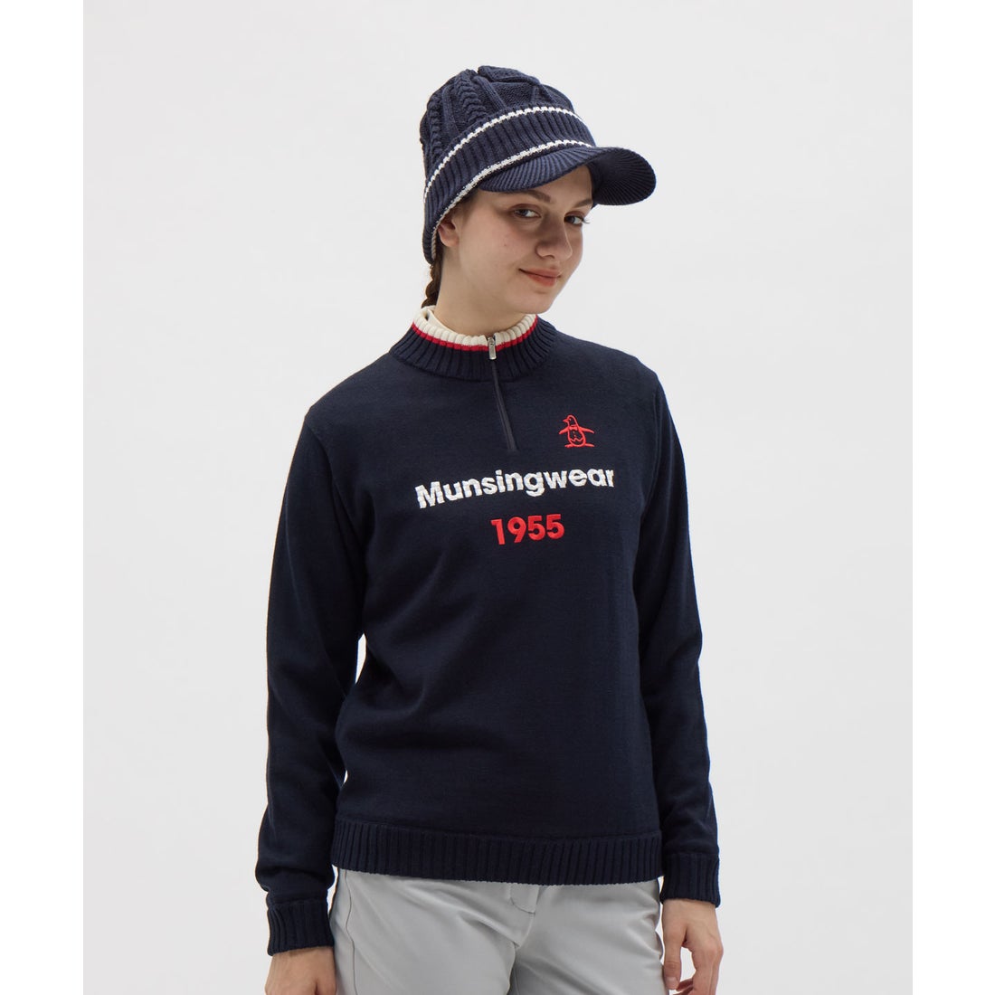 マンシングウェア MUNSINGWEAR 裏付き防風ハーフジップセーター