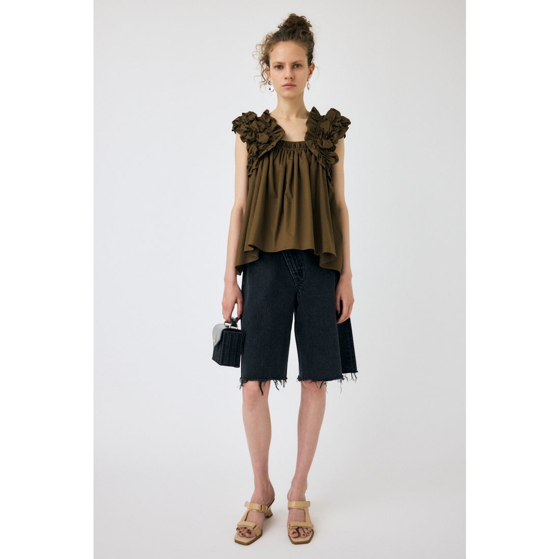 MOUSSY SHOULDER FRILLS トップス KHA -ファッション通販 FASHION WALKER