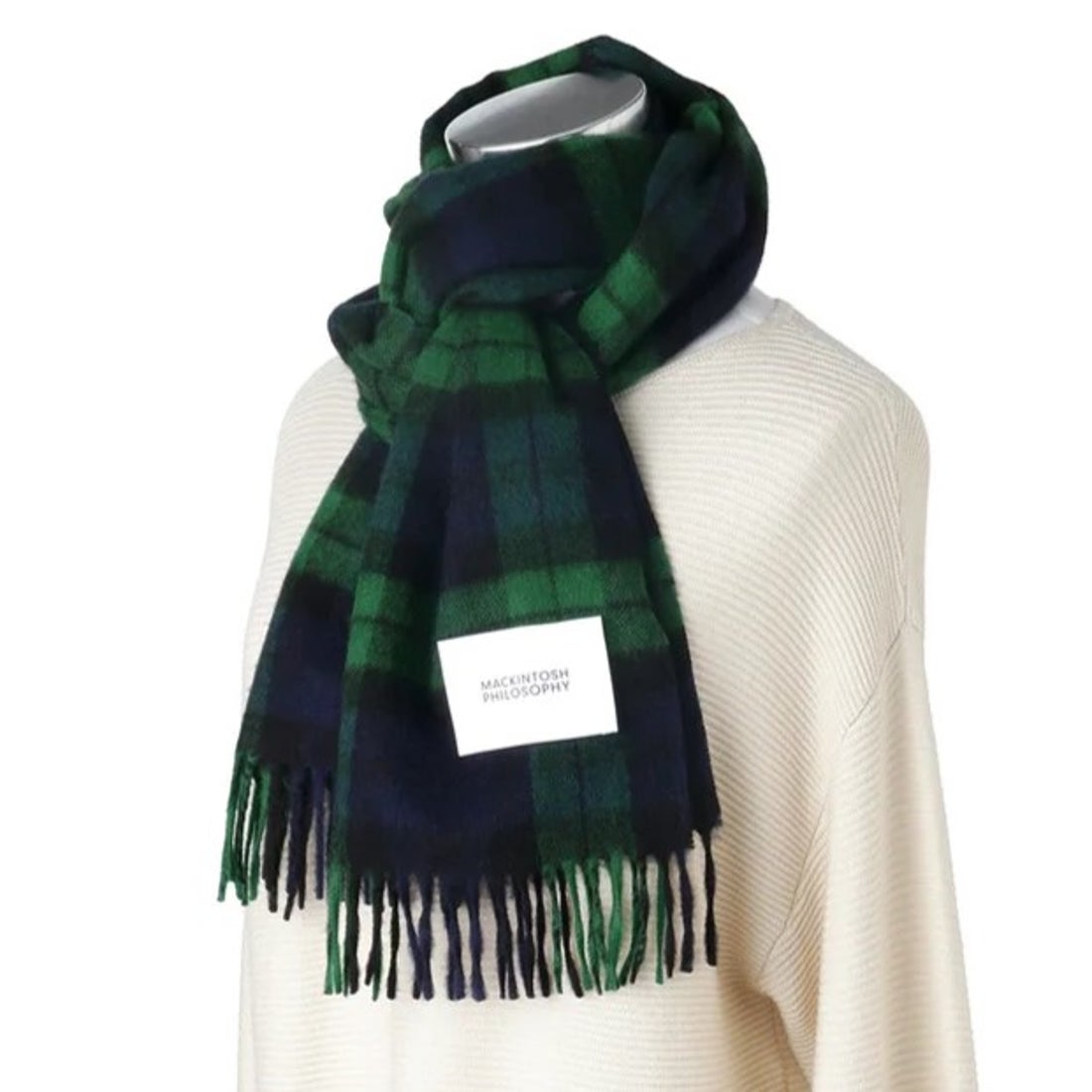 MACKINTOSH PHILOSOPHY カシミヤ100％紡毛厚手マフラー 35×175cm