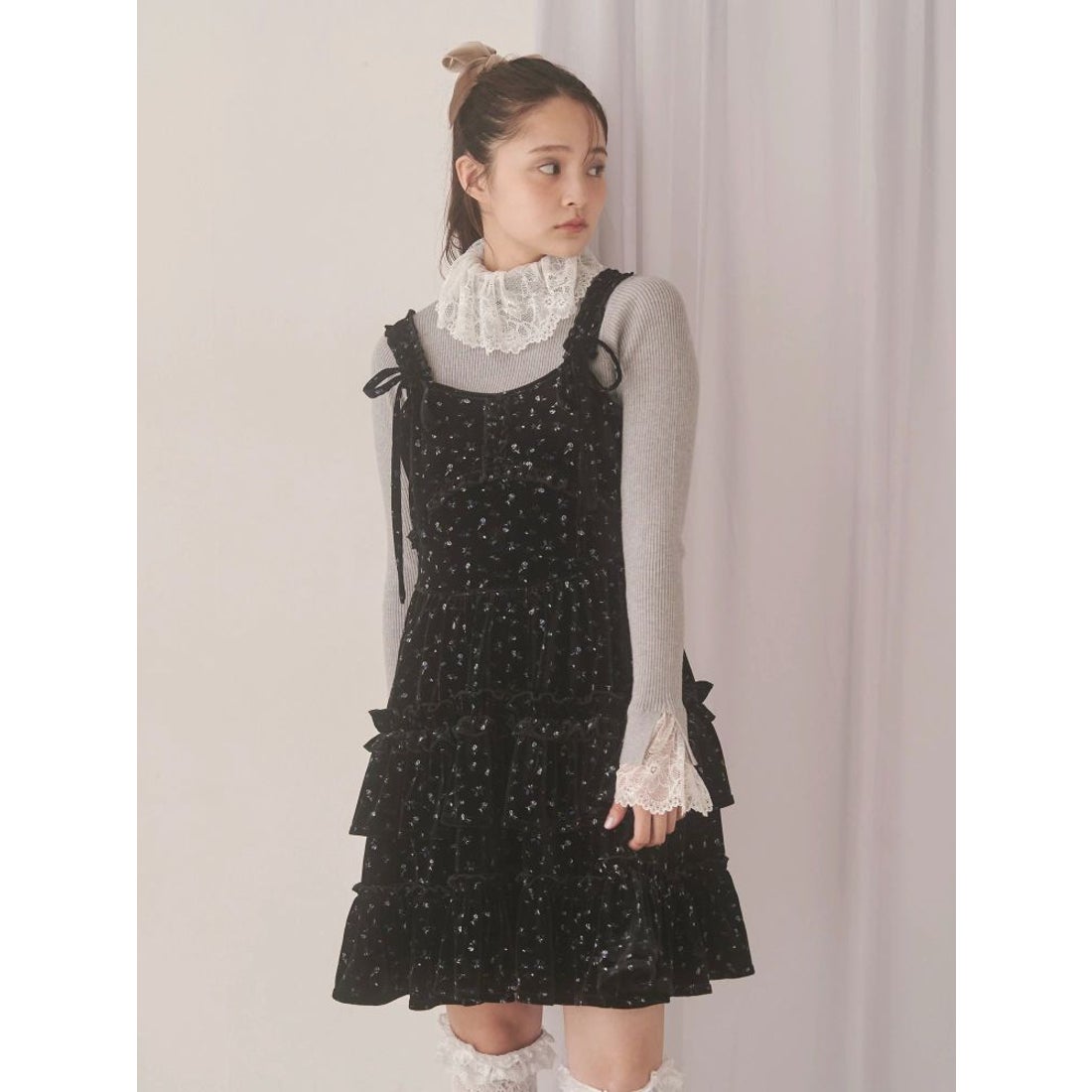 メリージェニー merry jenny コルセットベロアフレアミニワンピース