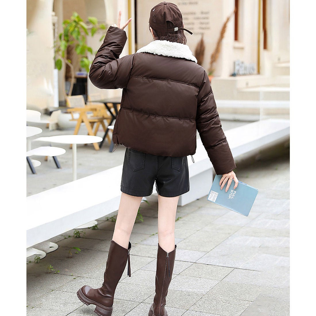 miniministore ボア襟エコダウンジャケット 中綿ブルゾン