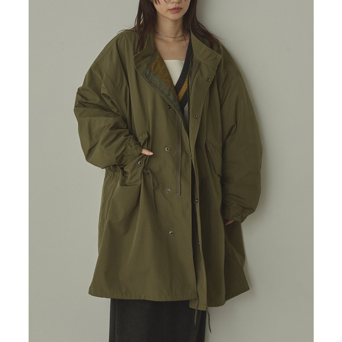 ノイア Noia TCブロード ロングモッズコート （カーキ