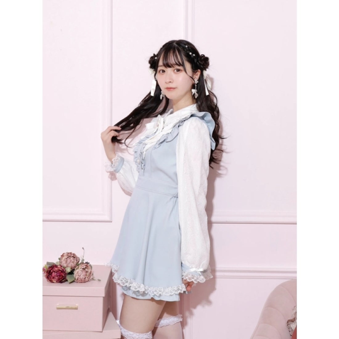 ノエミー NOEMIE バックリボンラッフルセットアップ （ペールブルー