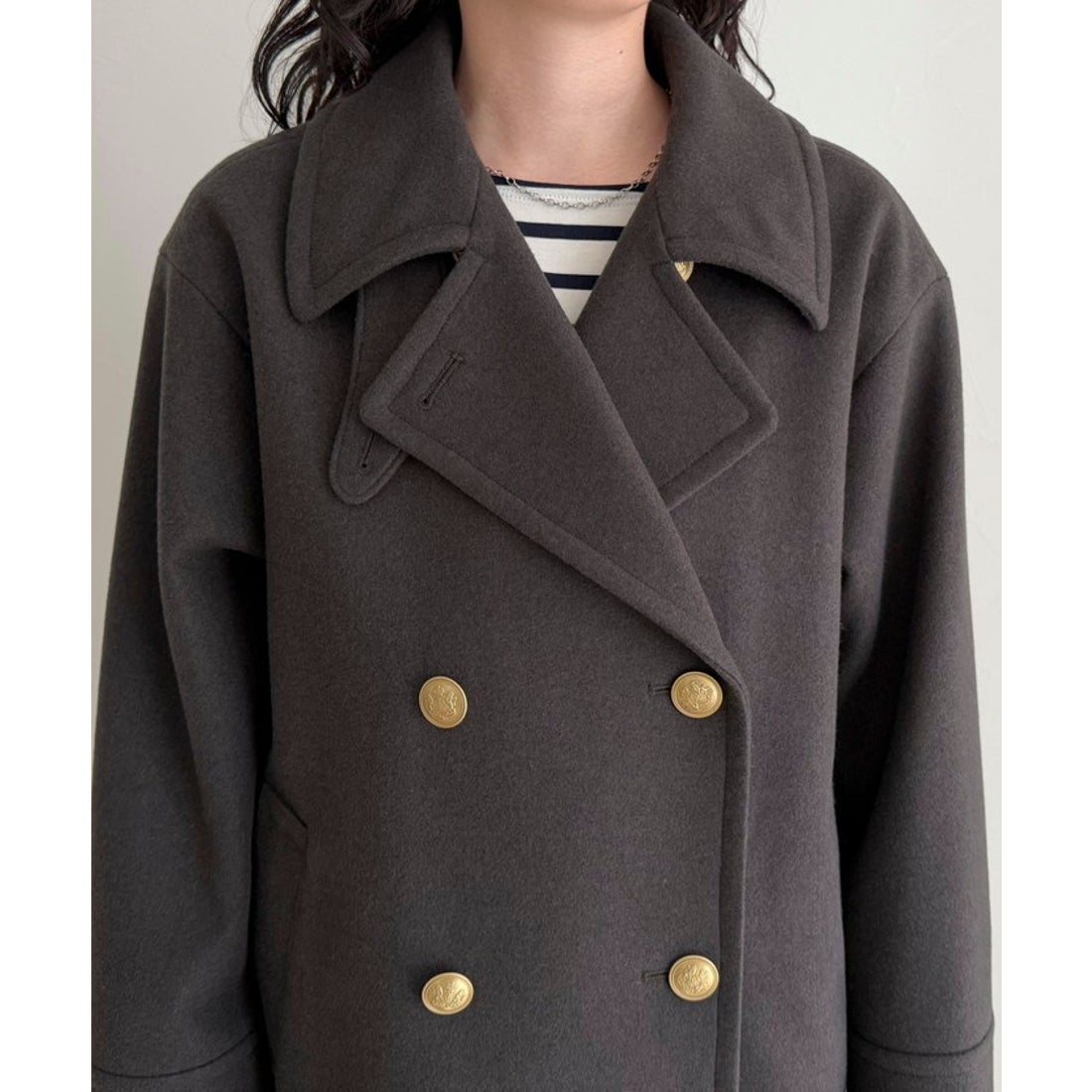 フレディエミュ fredy emue ウール混ミドル丈Pコート