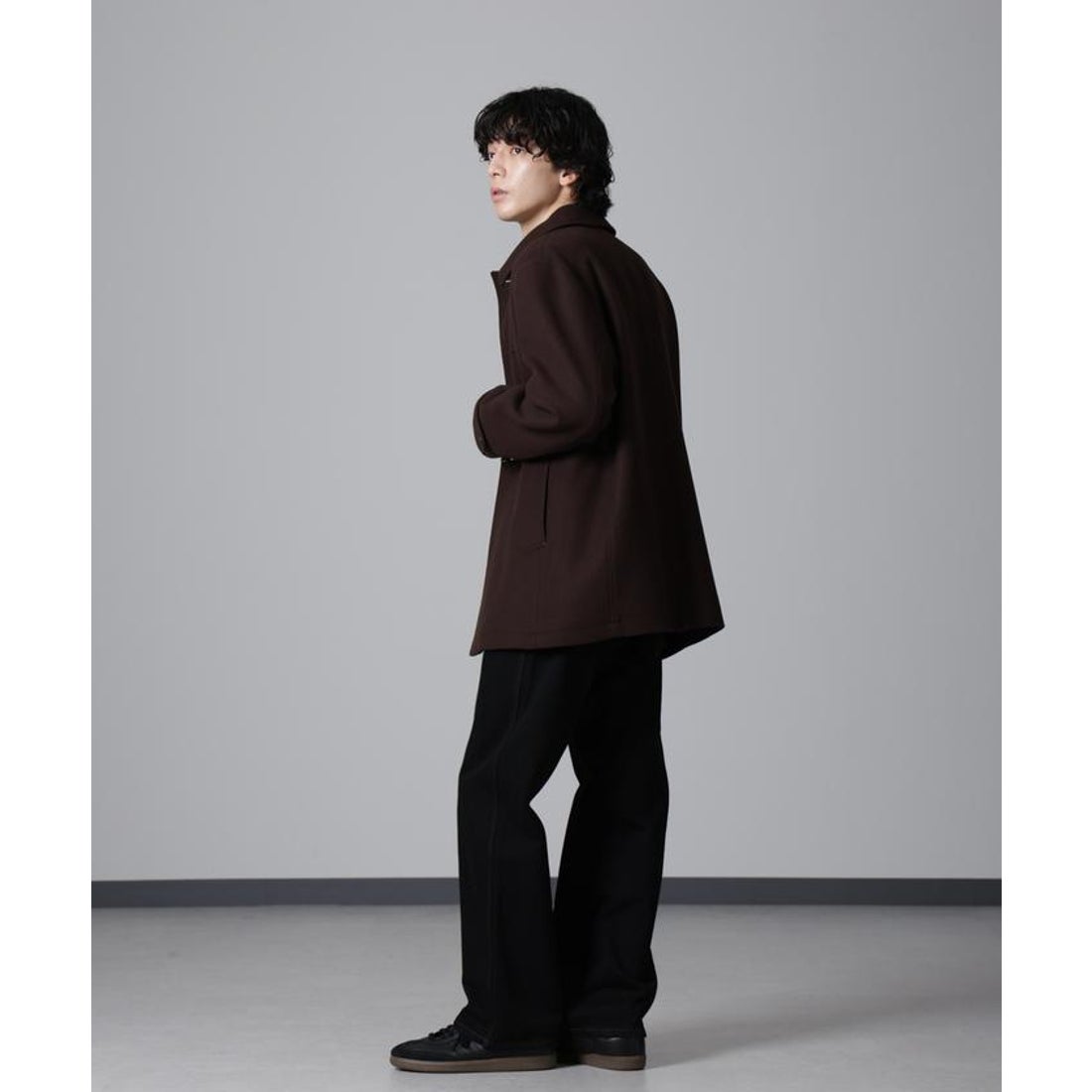 ナノ・ユニバース NANO universe ウールカシミヤ二重織りメルトンカー