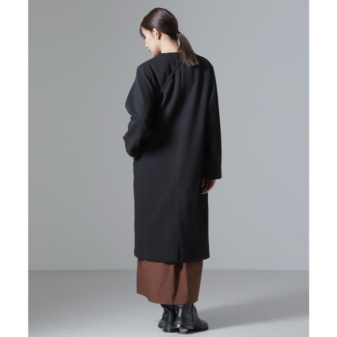 ナノ・ユニバース NANO universe Vネックノーカラーコート （グレー