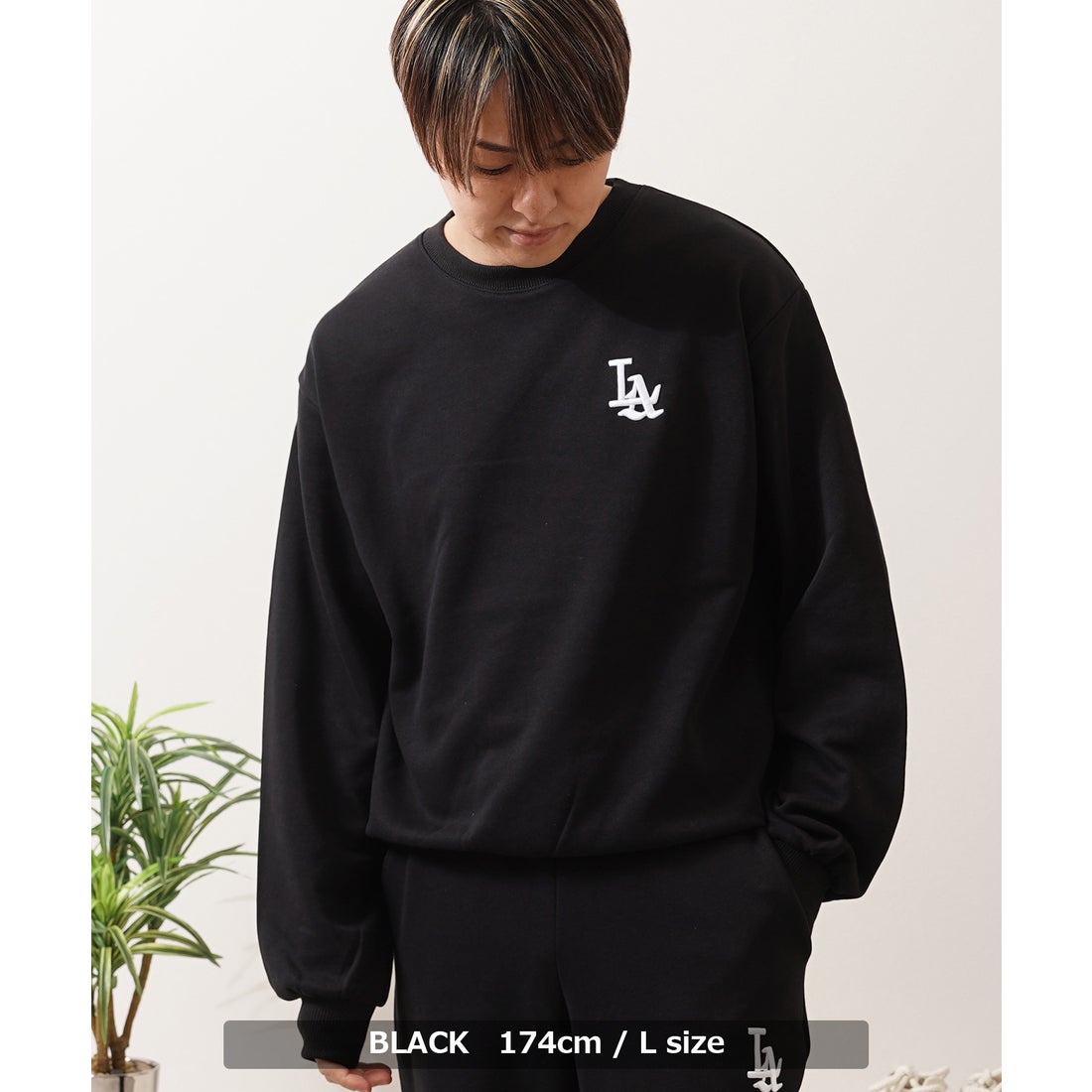 ワンフォークロージング 1111clothing LA ロゴ刺繍 ルーズ スウェット