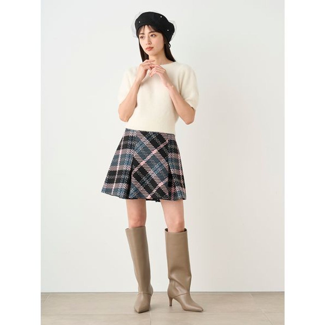 スナイデル SNIDEL ロービングチェックミニスカート （RED