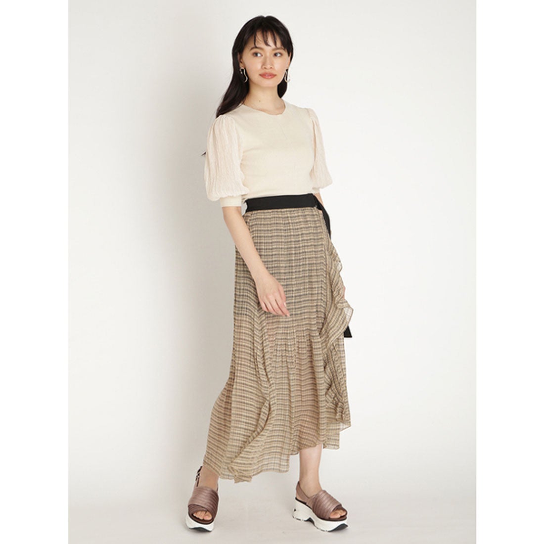 スナイデル SNIDEL プリーツラップスカショーパン （チェック） -靴