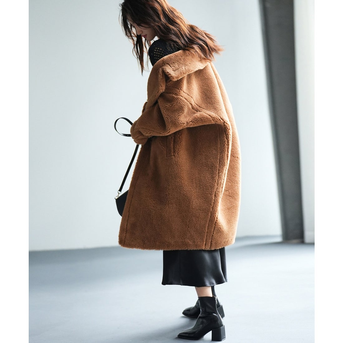 セゾンドパピヨン SAISON DE PAPILLON ロングボアコート （ブラウン