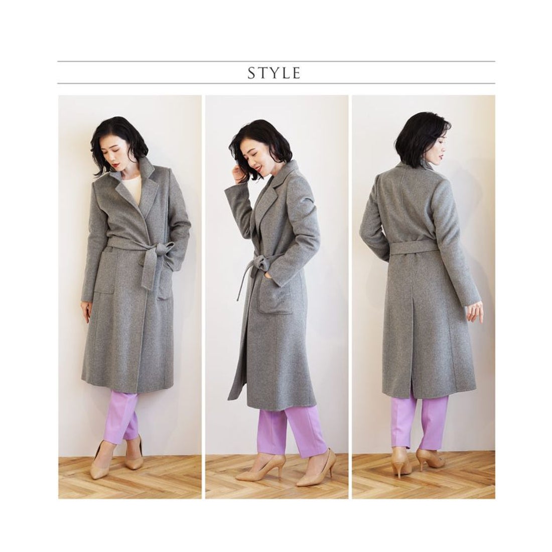 サンキョウショウカイ 三京商会 カシミヤ ガウン ロング コート 着丈