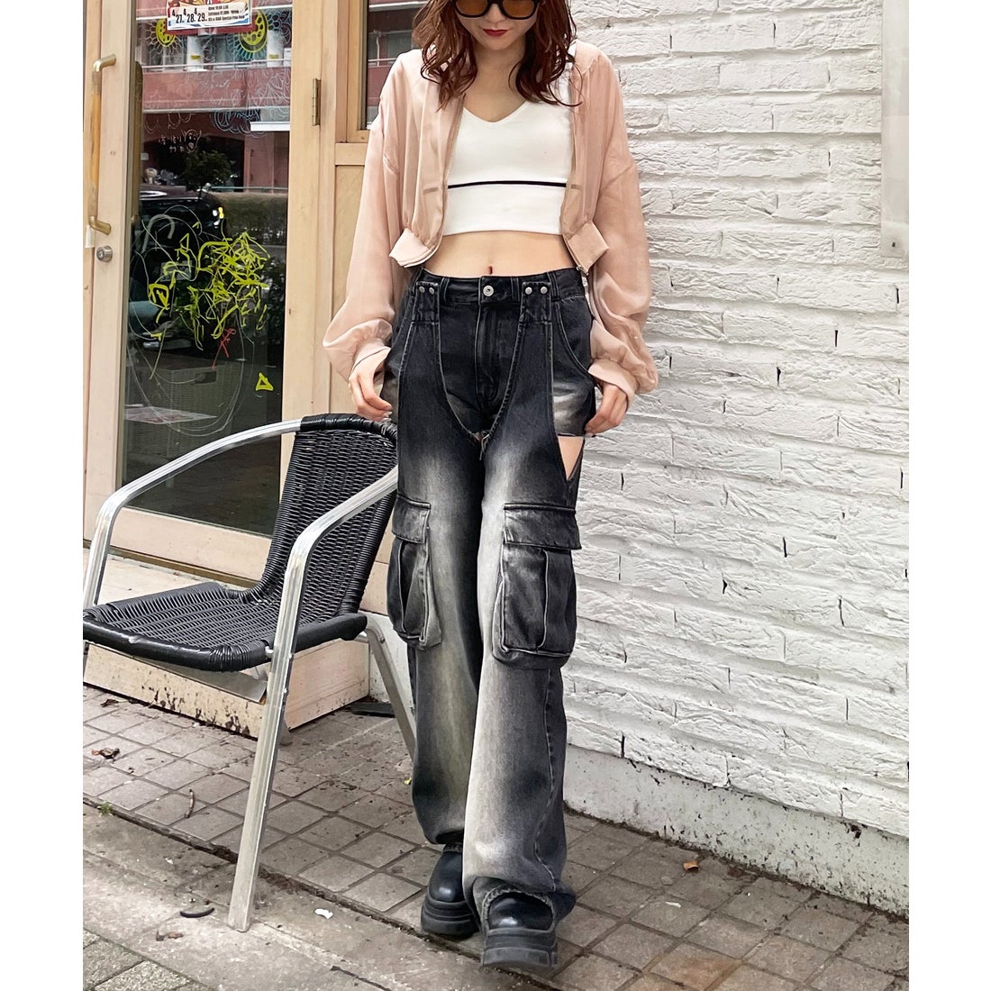 スパイラルガール SPIRALGIRL 2WAYカーゴオーバーダイデニム