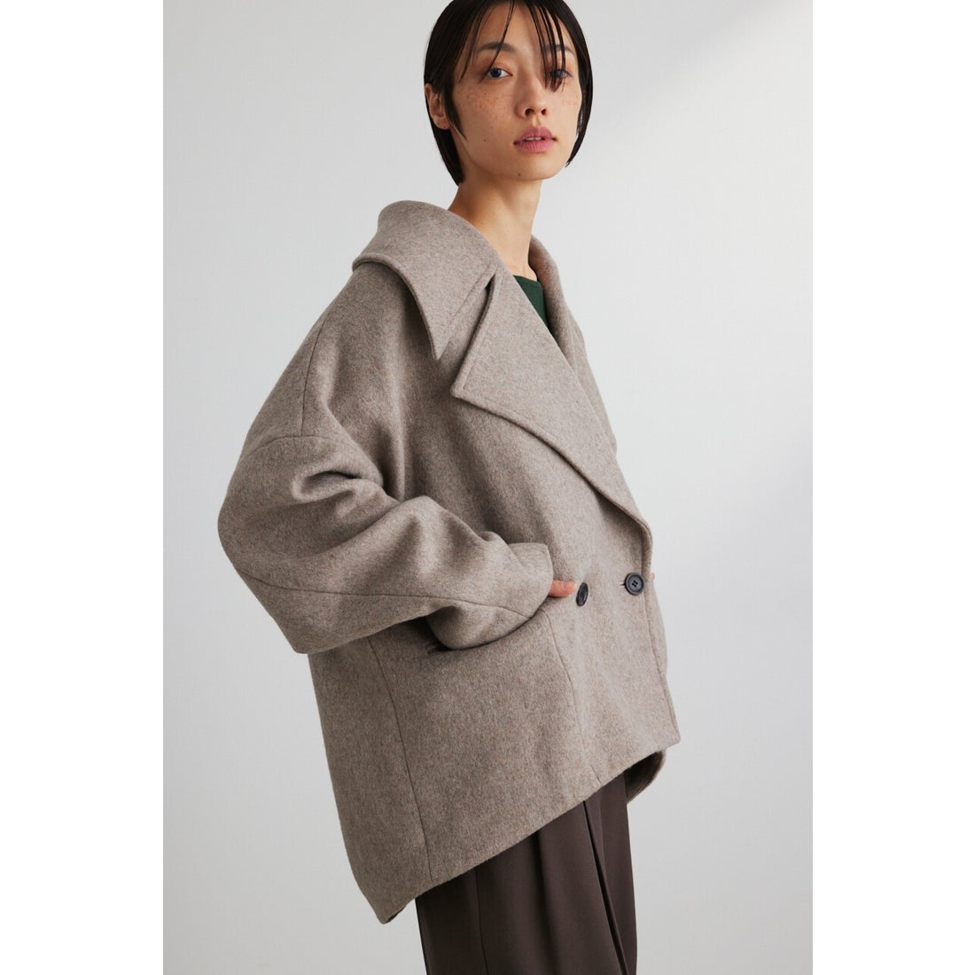 STYLEMIXER ウールコクーンショートコート L/BEG1 -靴＆ファッション