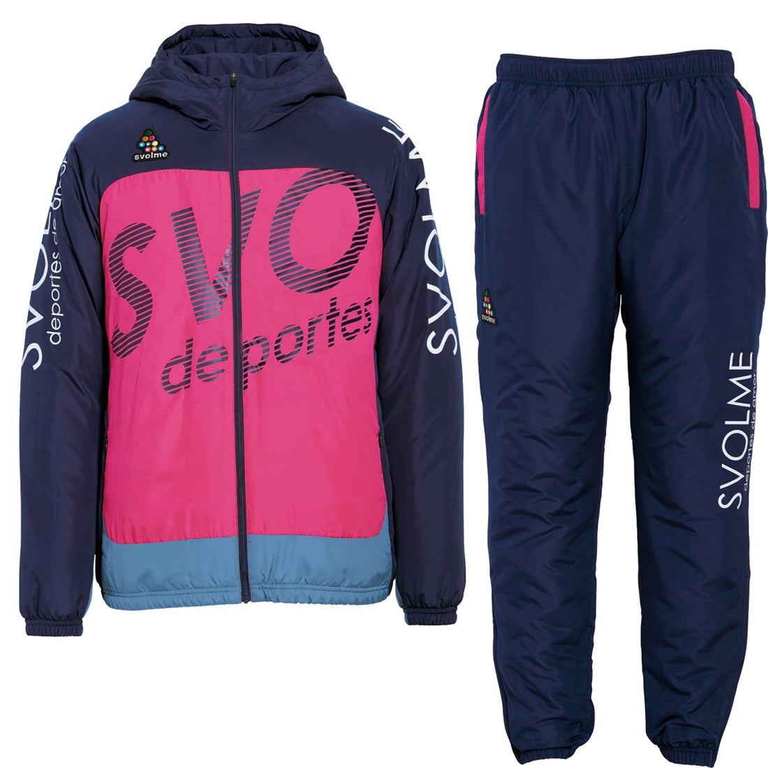 SVOLME スボルメ 発熱中綿上下セット(ピンク×ネイビー) 1193-34809