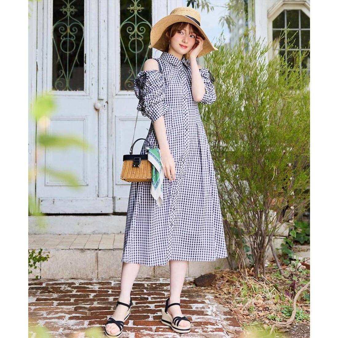 シェリエ sheller ギンガムチェック ワンピース sheller】シェリエ