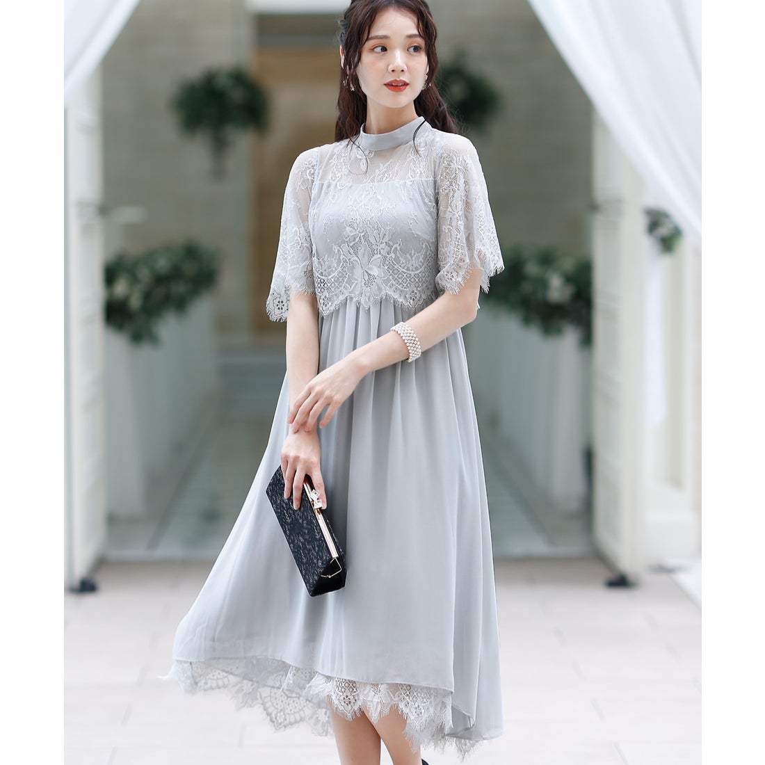 プールヴー PourVous ロング&七分袖フォーマルスカラップフィッシュ