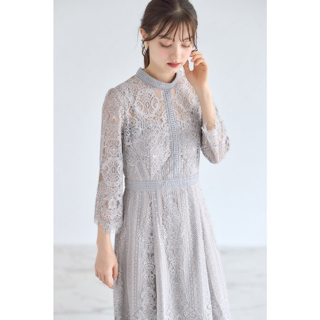 トッコクローゼット tocco closet 裾スカラップカットパネルレース