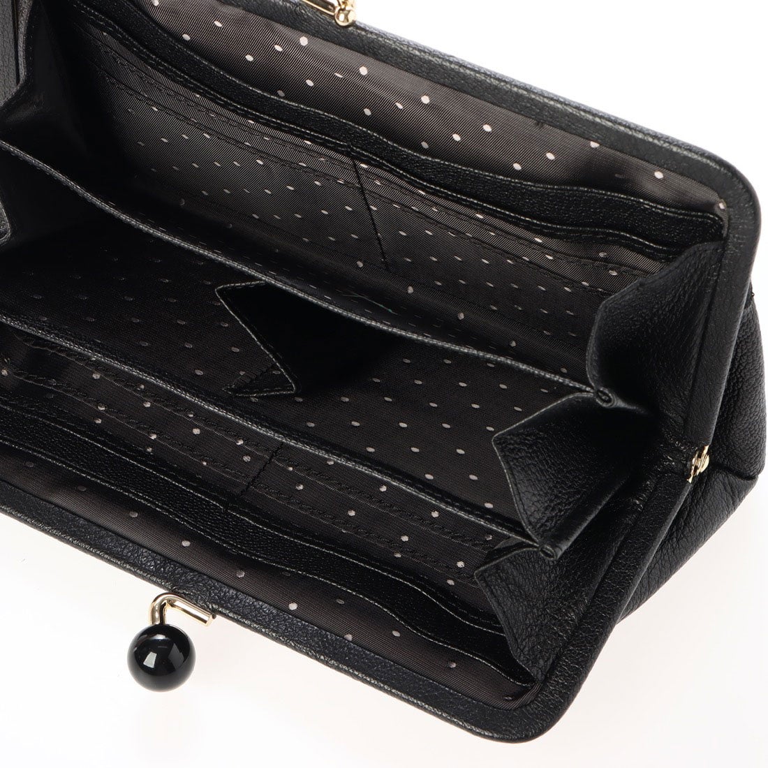 ロングセラー＞ペルケ perche アクリル玉がま口長財布 （ブラック