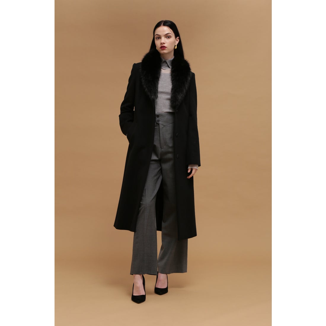 ピンキーアンドダイアン PINKY & DIANNE カシミア混ベルテッドコート