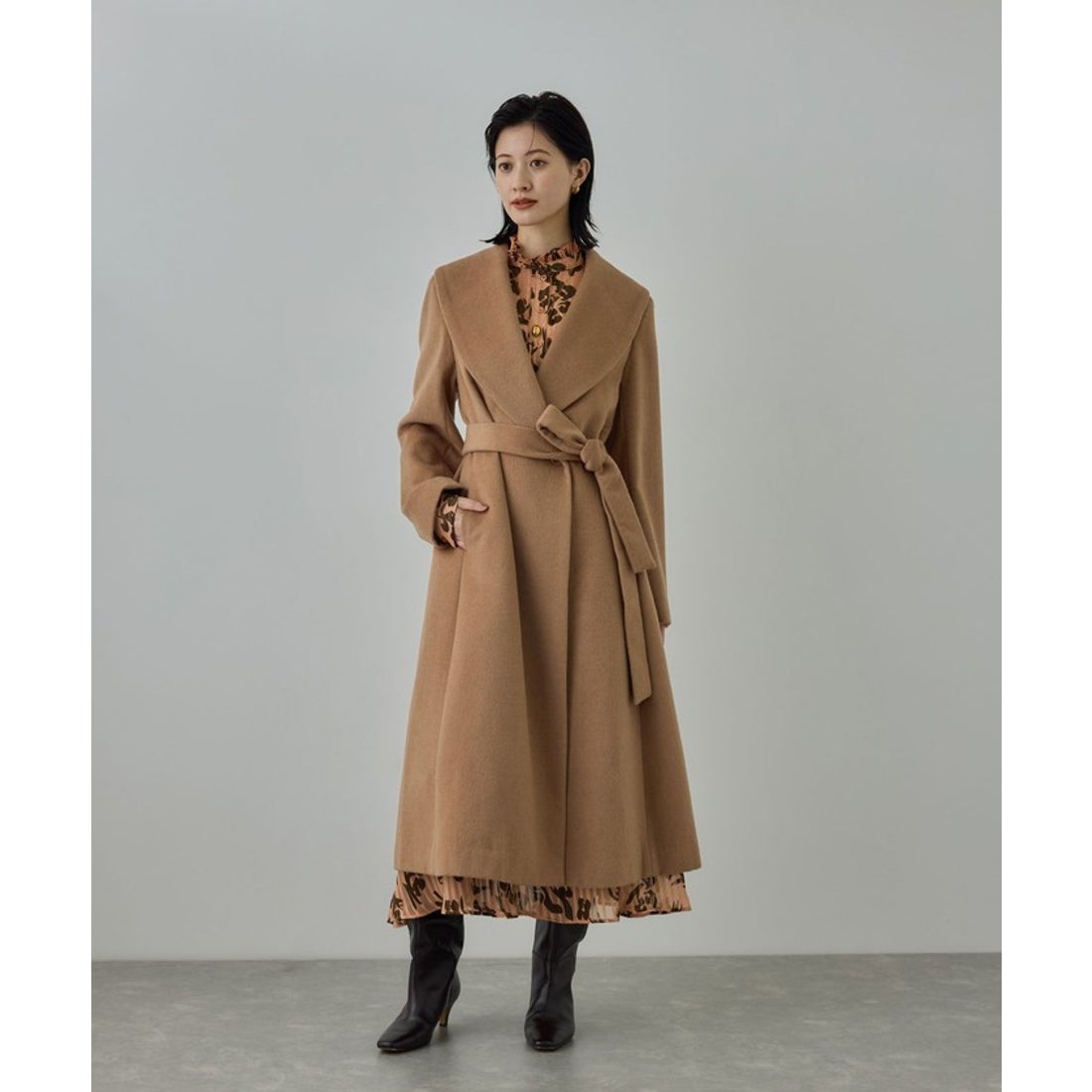 ロペ ROPE' 【新型】プレミアムカシミヤ ショールカラーコート（メリノ