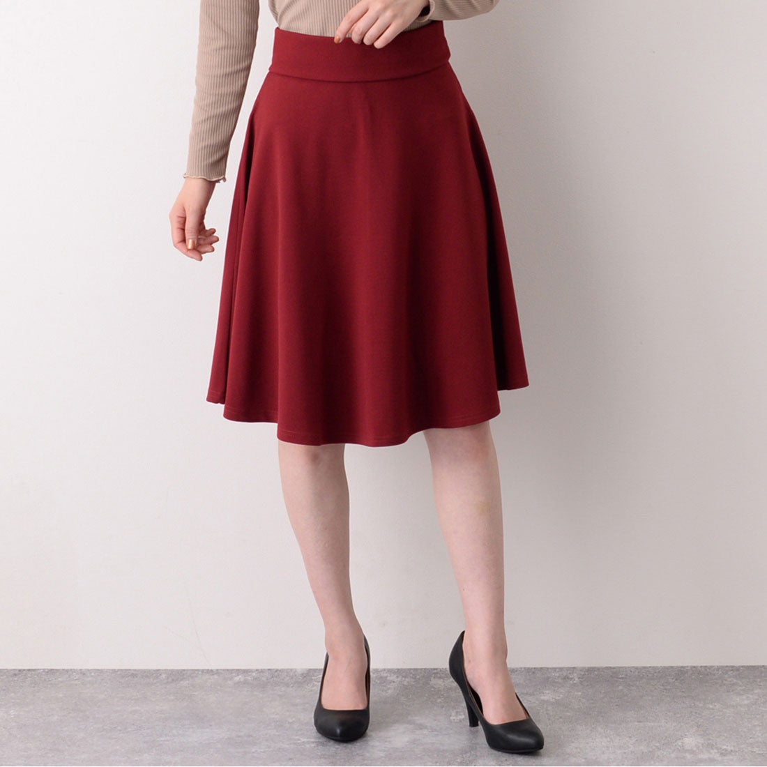 リアルスタイル REAL STYLE フレアスカート 膝丈 オフィス ウエスト