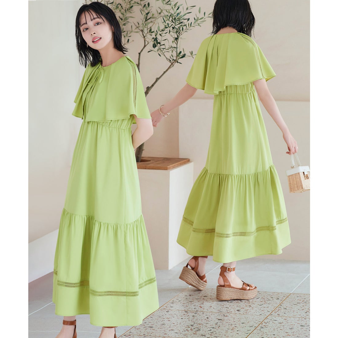 ルイルエブティック RUIRUE BOUTIQUE ケープギャザーワンピース