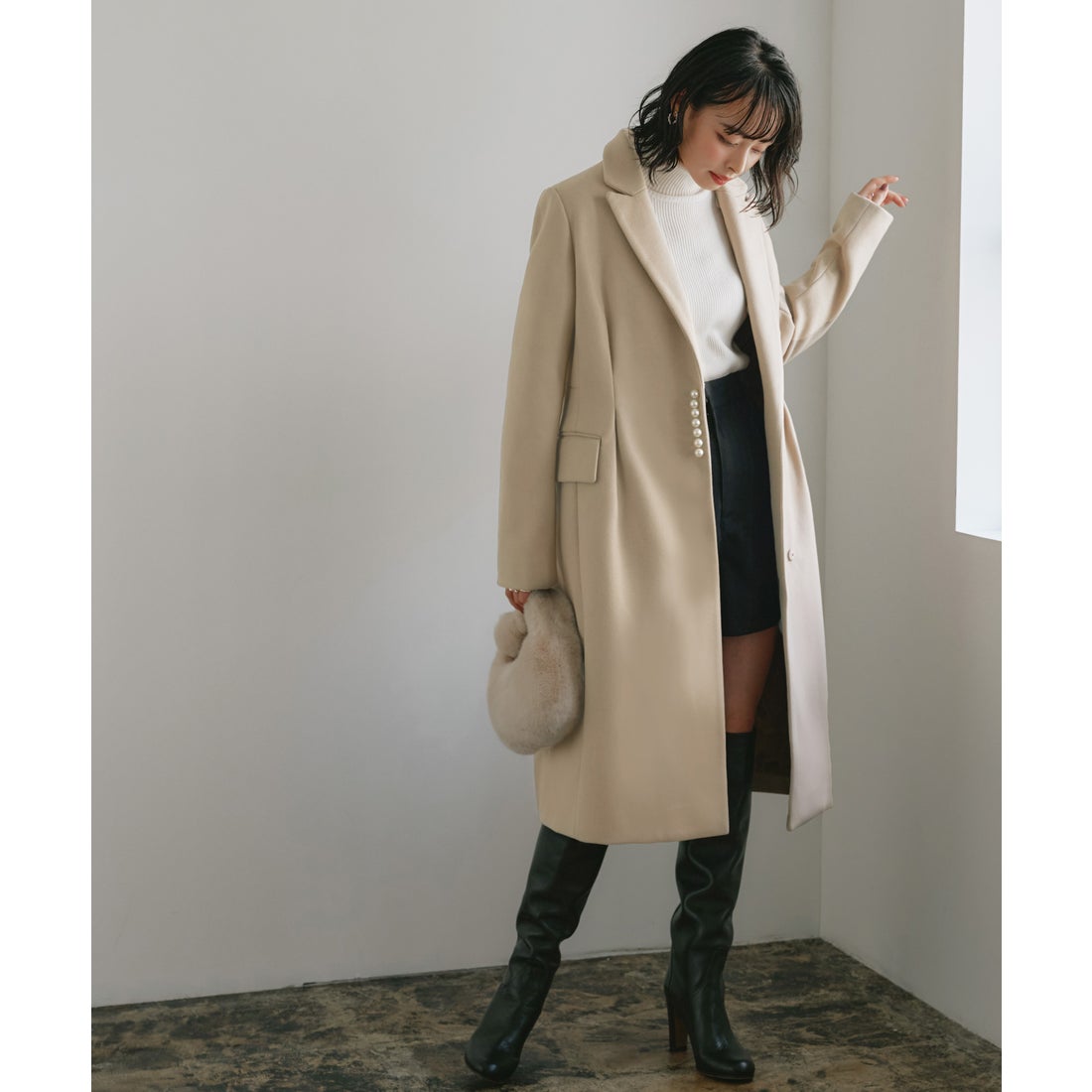 ルイルエブティック RUIRUE BOUTIQUE ニットメルトンパールデザイン