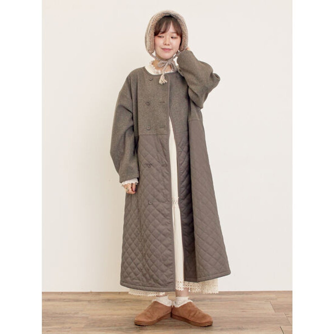 サマンサ モスモス Samansa Mos2 メルトン切替キルティングコート