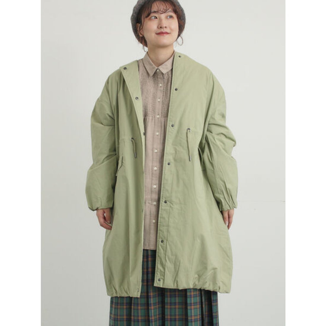 サマンサ モスモス Samansa Mos2 中綿ロングコート （カーキ） -靴