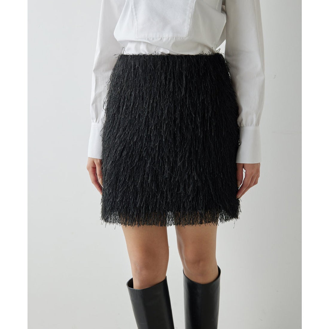 ウィムガゼット Whim Gazette シャギーミニスカート （black） -靴