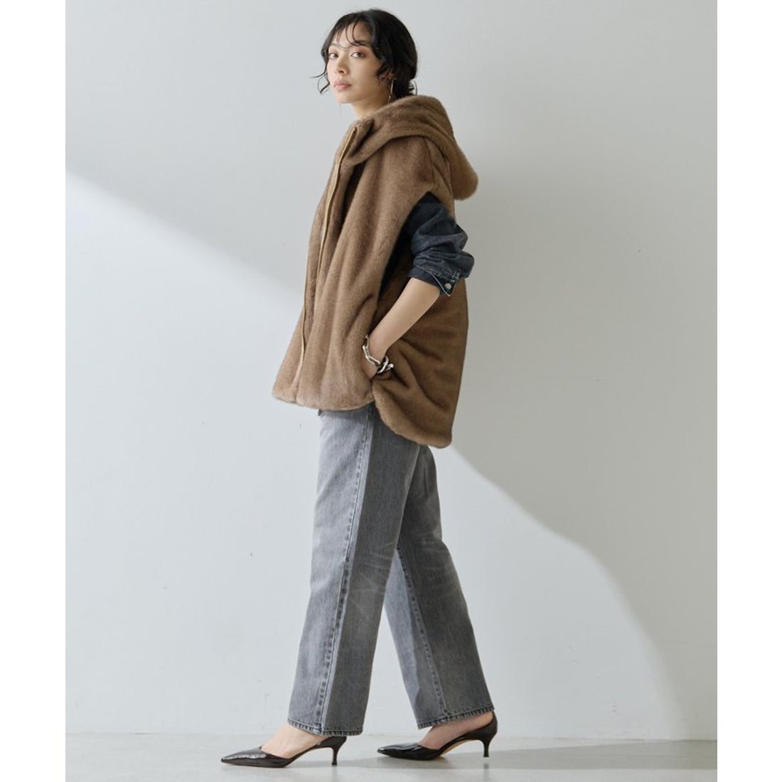 ウィムガゼット Whim Gazette ミンクフェイクファーブルゾン （mocha